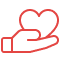 Hand holding heart icon.