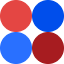 Four coloured dots as an icon showcasing other businesses